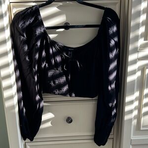 Forever 21 Black Puff Sleeve Blouse